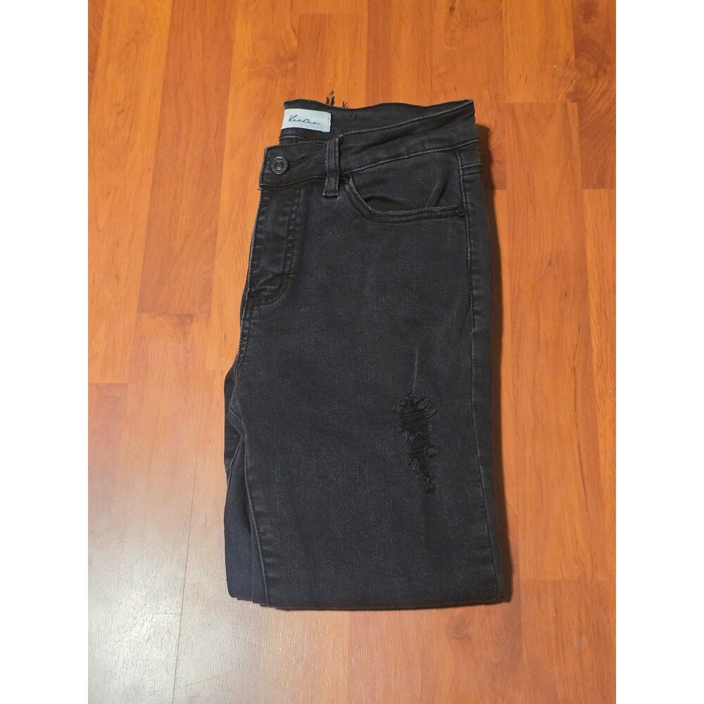 KanCan Women’s Black Distressed Skinny Jeans KC6239BK Stretch High Rise Denim